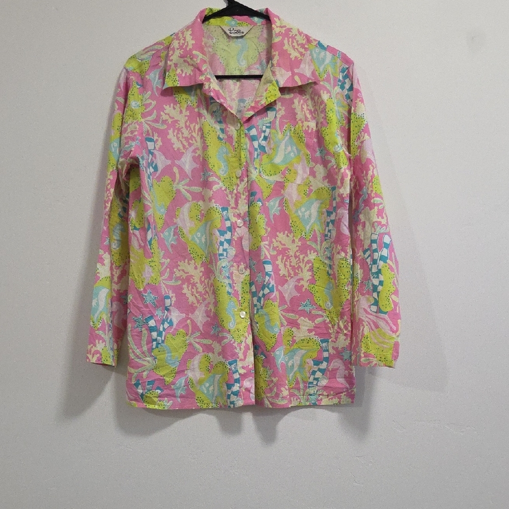 Lilly Pulitzer Colorful Floral Button-Up Vintage Shirt